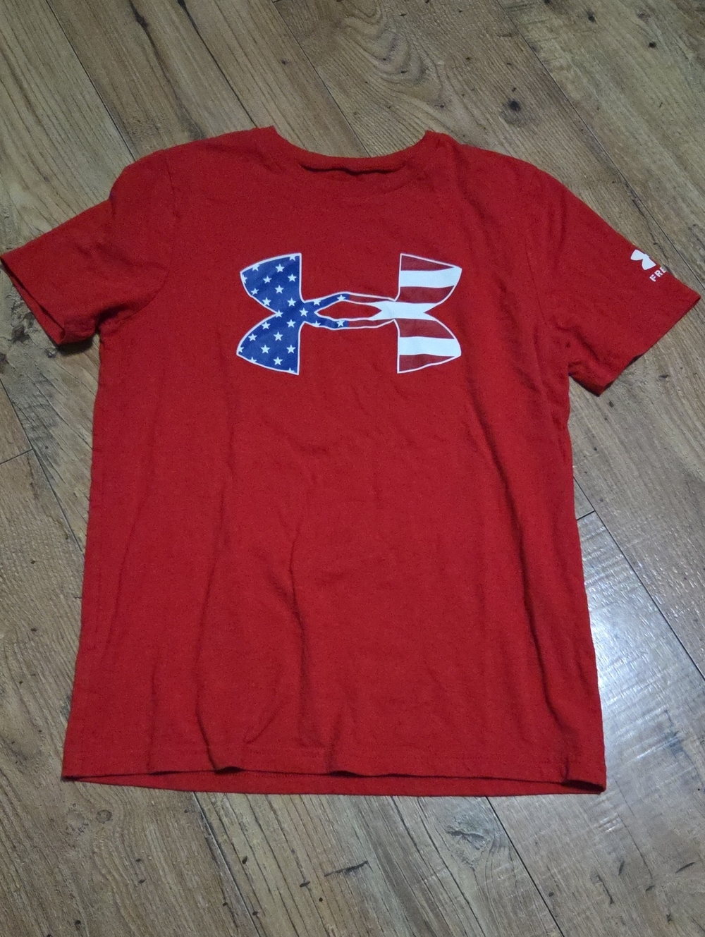 Under Armour | Red Tee with American Flag Logo